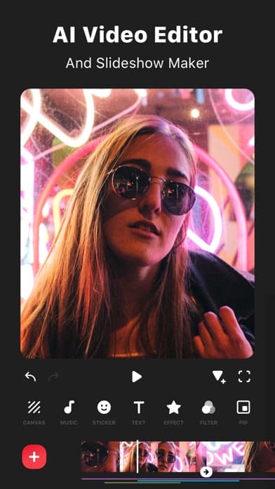 InShot screenshot presenting an AI video editor and slideshow maker
