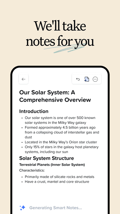 Notability screenshot with the headline We'll take notes for you