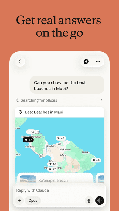 Claude screenshot showing travel research on a mobile device