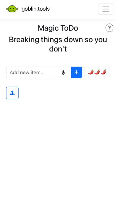 Goblin Tools Magic ToDo screen for breaking down a task