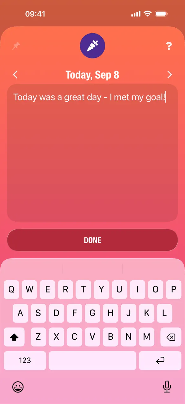 Streaks daily notes screen for a habit