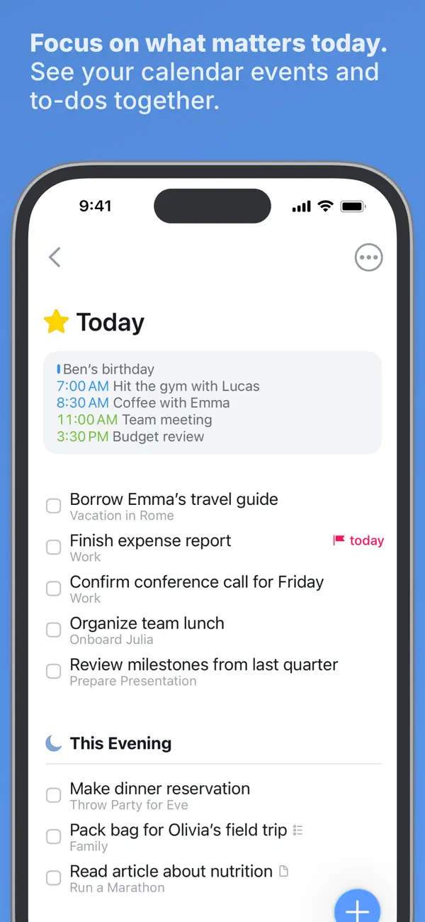Things 3 Today view with calendar events and to-dos